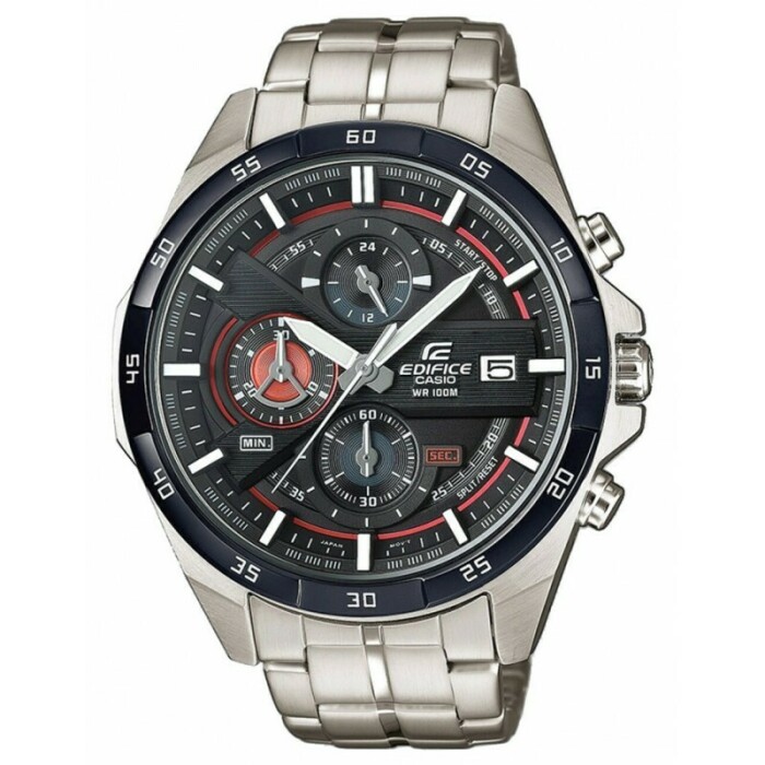 Montre Casio bracelet métal cadran noir et rouge