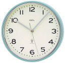 Horloge murale radio-pilot&eacute;e en m&eacute;tal bleu