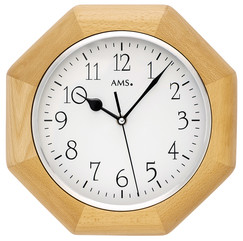 Horloge murale radio-pilotée entourage bois de hêtre moderne