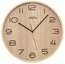 Horloge murale ronde radio-pilot&eacute; couleur bois 32 cm