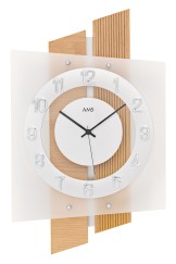 Horloge murale moderne à quartz radio-pilotée en bois de hêtre