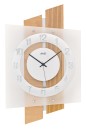 Horloge murale moderne &agrave; quartz radio-pilot&eacute;e en bois de h&ecirc;tre