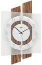 Horloge murale moderne &agrave; quartz radio-pilot&eacute;e en bois de noyer