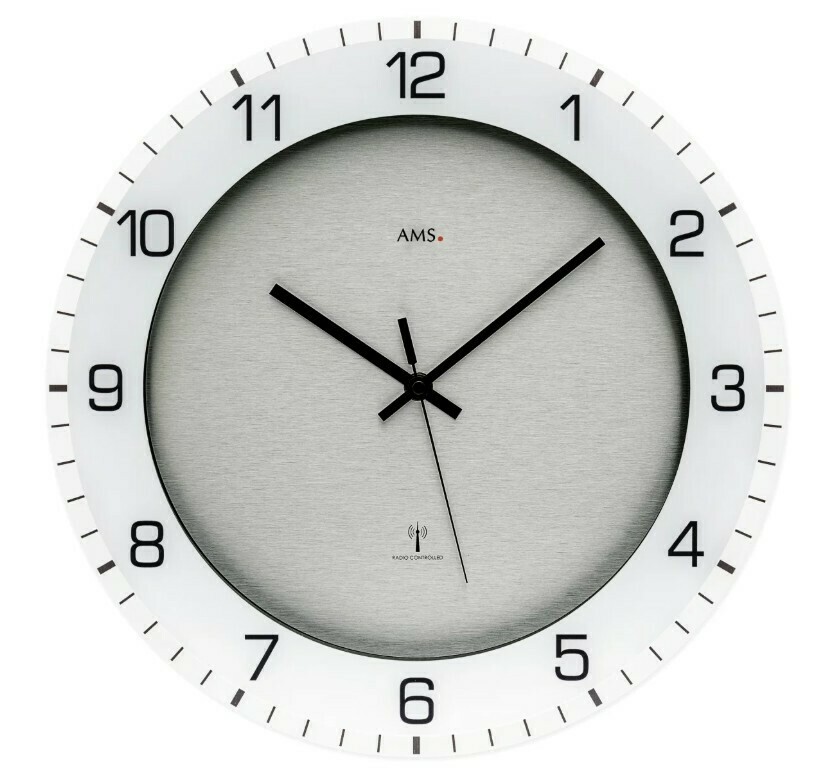 Pendule murale design radio pilot&eacute;e moderne gris clair