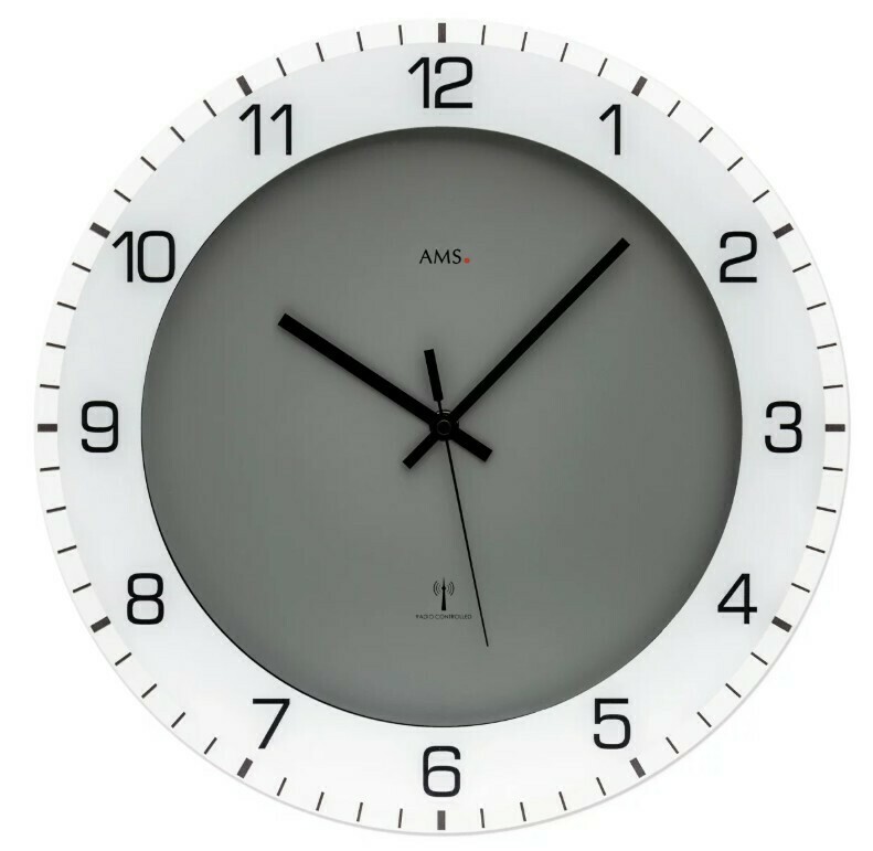 Pendule murale design radio pilot&eacute;e moderne gris fonc&eacute;
