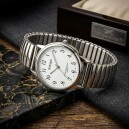 Montre &agrave; quartz argent&eacute;e pour femme bracelet extensible_details