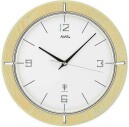 Horloge murale radio-pilot&eacute;e ronde en bois clair