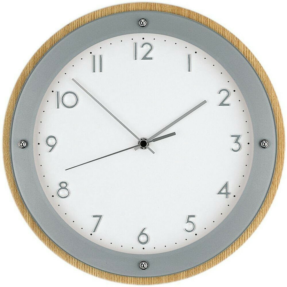 Horloge murale radio-pilot&eacute;e en verre et bois