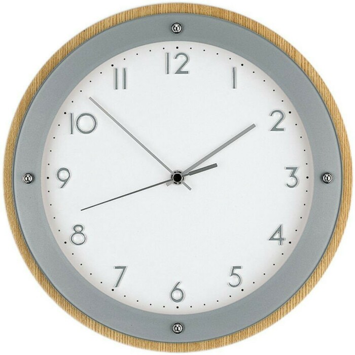 Horloge murale radio-pilot&eacute;e en verre et bois