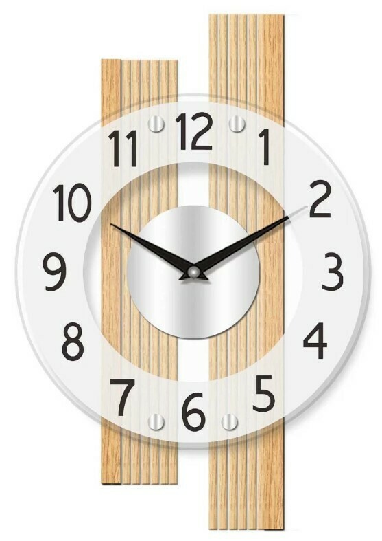 Horloge murale moderne en bois et verre