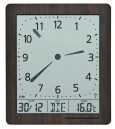 Horloge murale digitale radio-pilot&eacute;e aiguilles digitales_marron