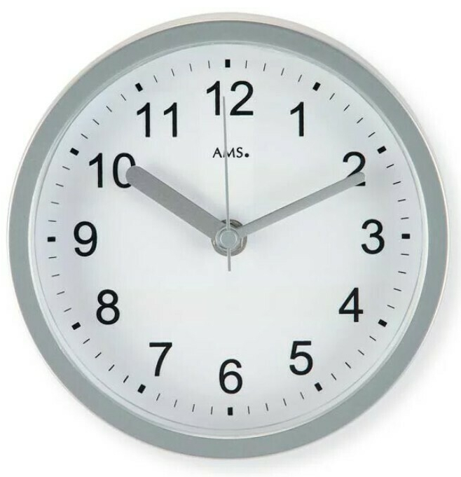 Pendule murale ronde radio pilot&eacute;e &eacute;tanche couleur grise