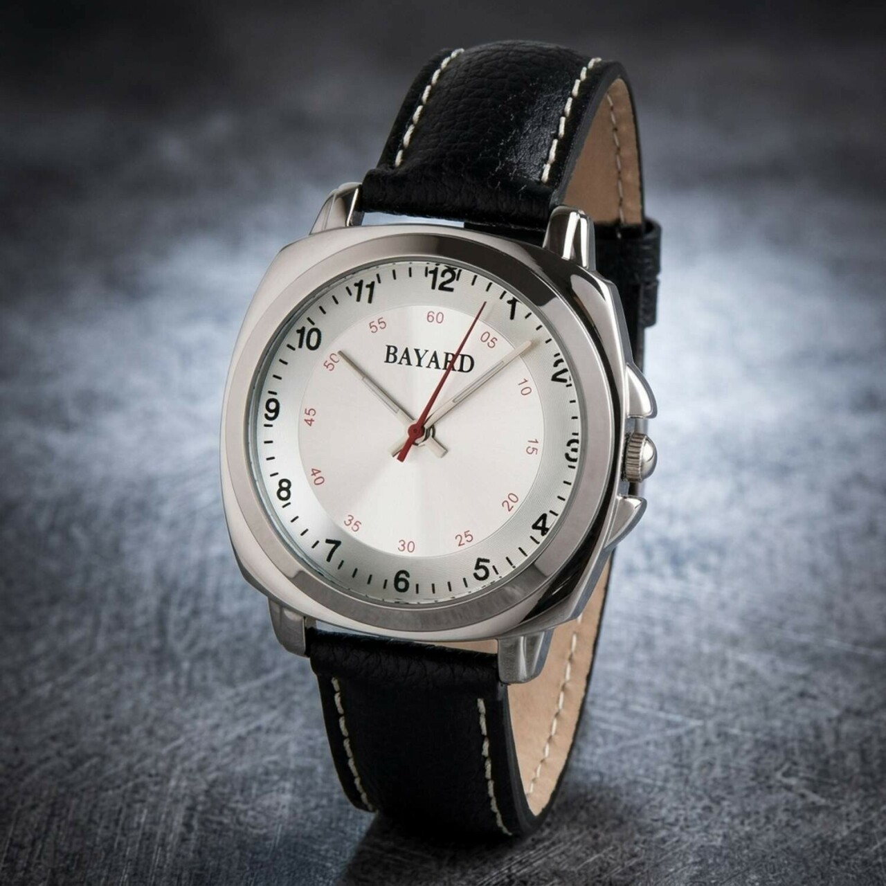 Montre pour homme acier boitier carr&eacute; cadran blanc_details