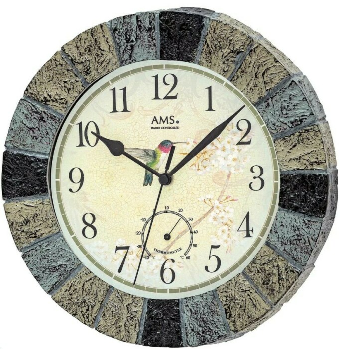 Pendule murale étanche ronde grise pour extérieur température