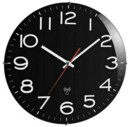 Horloge murale radio-pilot&eacute;e noire verre bomb&eacute;
