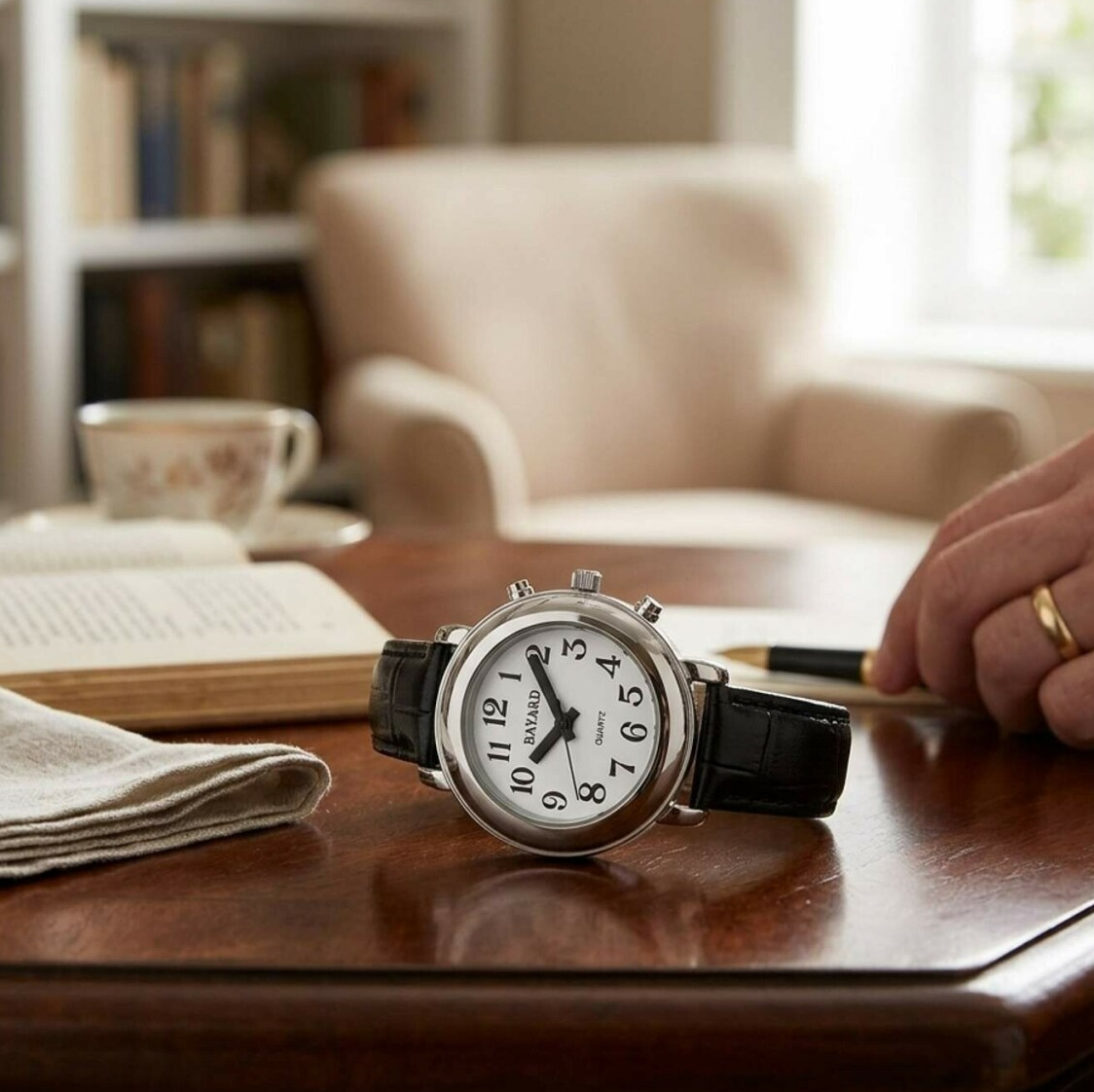 Montre parlante pour dame boitier rond_lifestyle