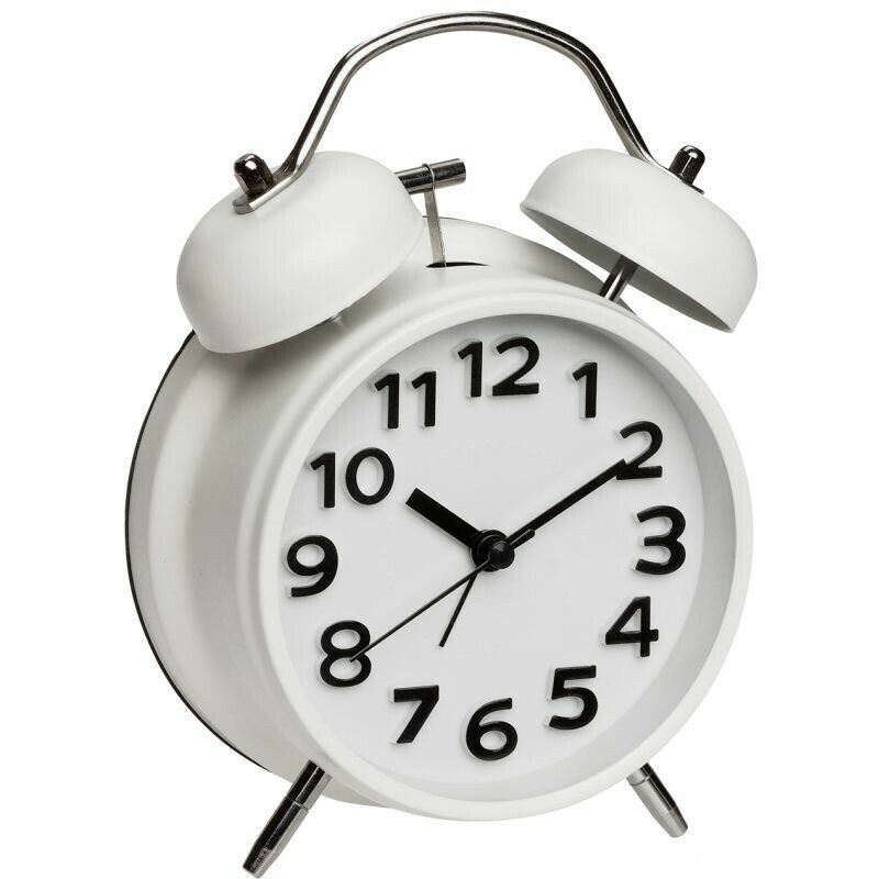 R&eacute;veil retro blanc silencieux &agrave; cloches