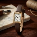 Montre dame boitier acier rectangulaire bracelet marron Bayard_details