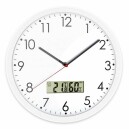 Horloge murale blanche silencieuse avec thermom&egrave;tre et hygrom&egrave;tre