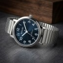 Montre &agrave; quartz en acier cadran bleu Bayard_details