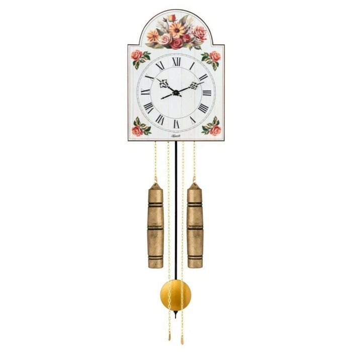 Horloge en bois mécanique moderne Hermle blanche