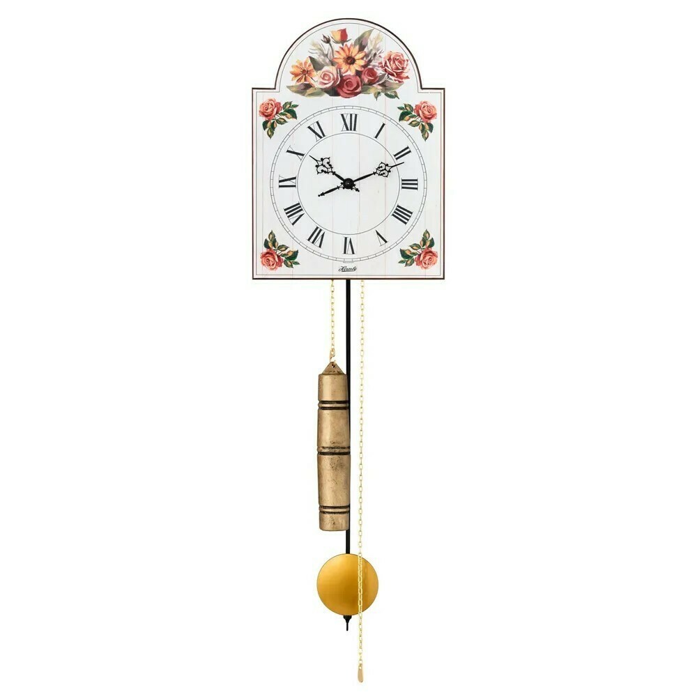 Horloge en bois m&eacute;canique moderne 1 poids Hermle blanc