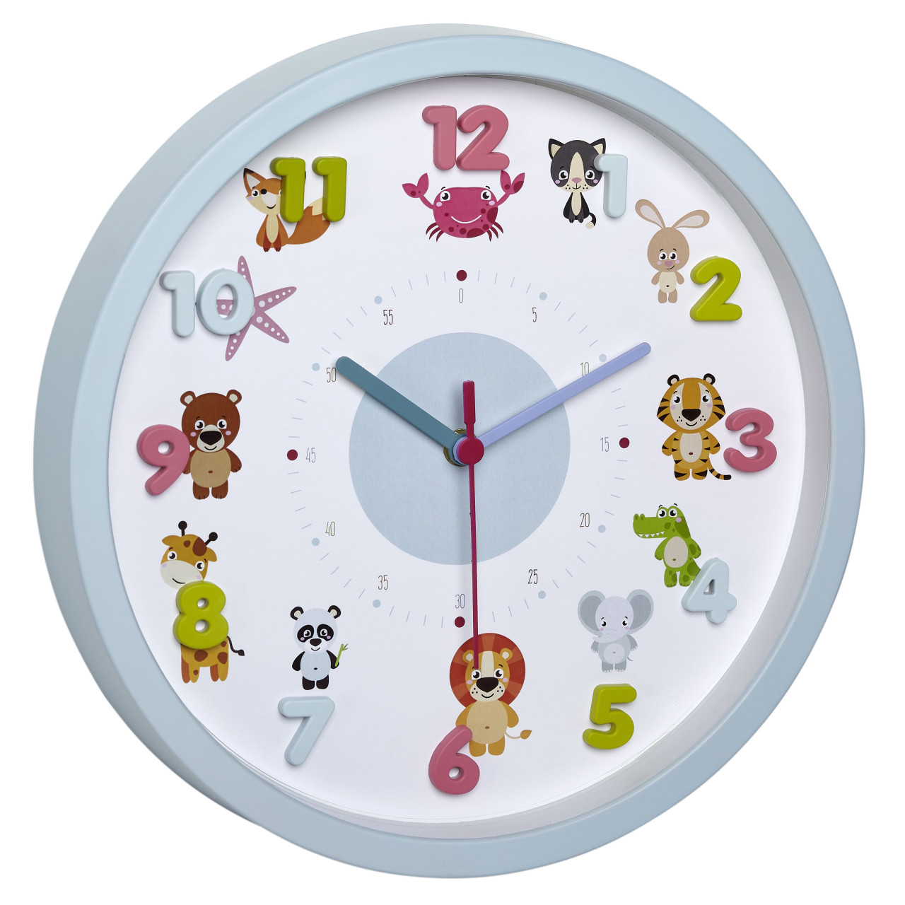 Horloge murale bleue pour enfants &quot;petits animaux&quot;