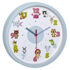 Horloge murale bleue pour enfants "petits animaux"