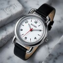 Montre dame argent&eacute;e bracelet noir tr&egrave;s fine Bayard_details