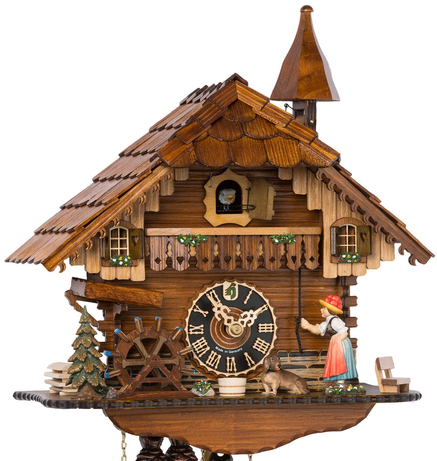 Horloge coucou chalet 1 jour musical clochette gros plan