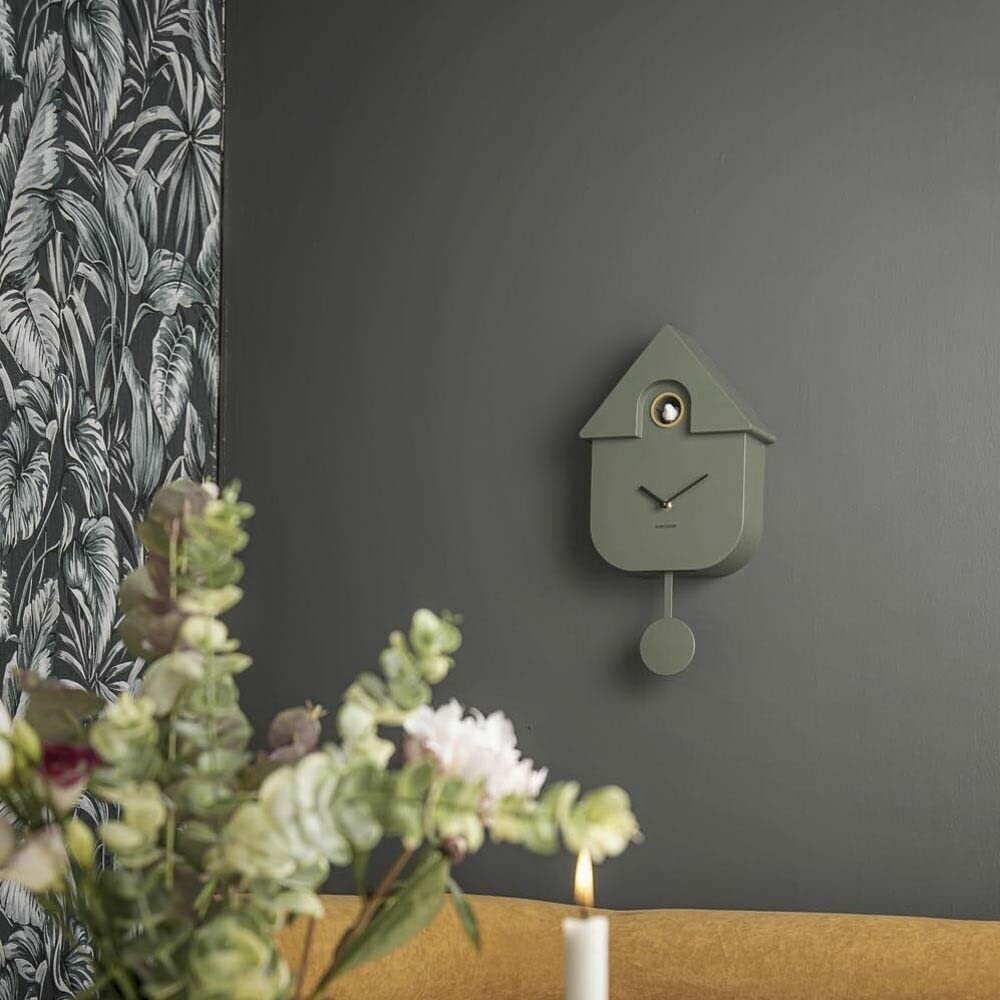 Horloge coucou moderne verte &agrave; volume r&eacute;glable_salon