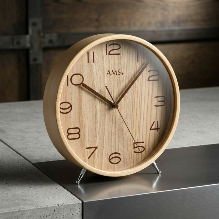 Pendule &agrave; poser en bois moderne grand format_details