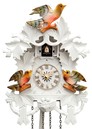 Horloge coucou &agrave; piles traditionnel blanc style feuilles 26 cm_zoom