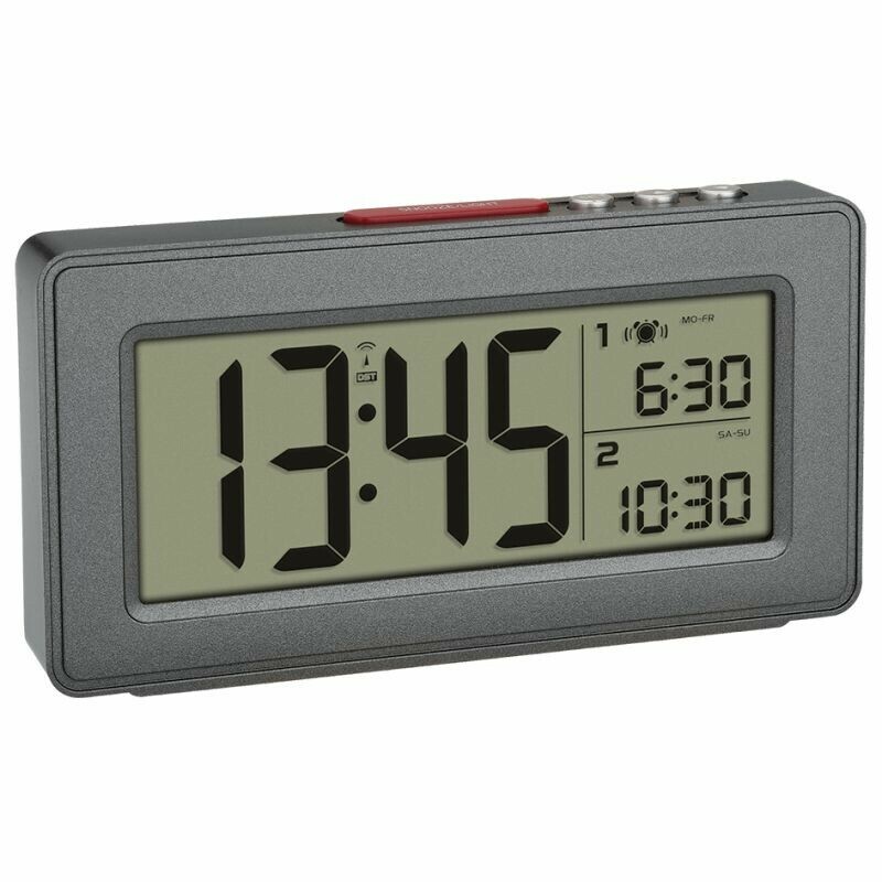 R&eacute;veil digital gris radio-pilot&eacute; double alarme