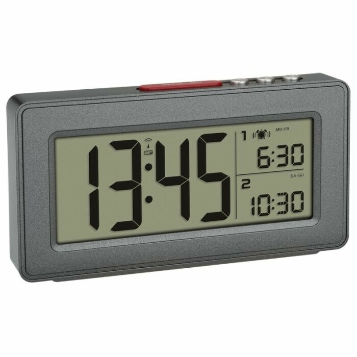 R&eacute;veil digital gris radio-pilot&eacute; double alarme