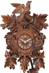 Horloge coucou en bois feuilles 3 oiseaux