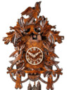 Horloge coucou m&eacute;canique traditionnel 8 jours 3 oiseaux gros plan