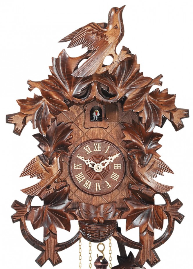 Horloge coucou &agrave; piles &agrave; m&eacute;lodie 3 oiseaux