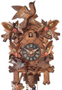Horloge coucou m&eacute;canique 4 feuilles peintes oiseaux anim&eacute;s 33 cm_zoom