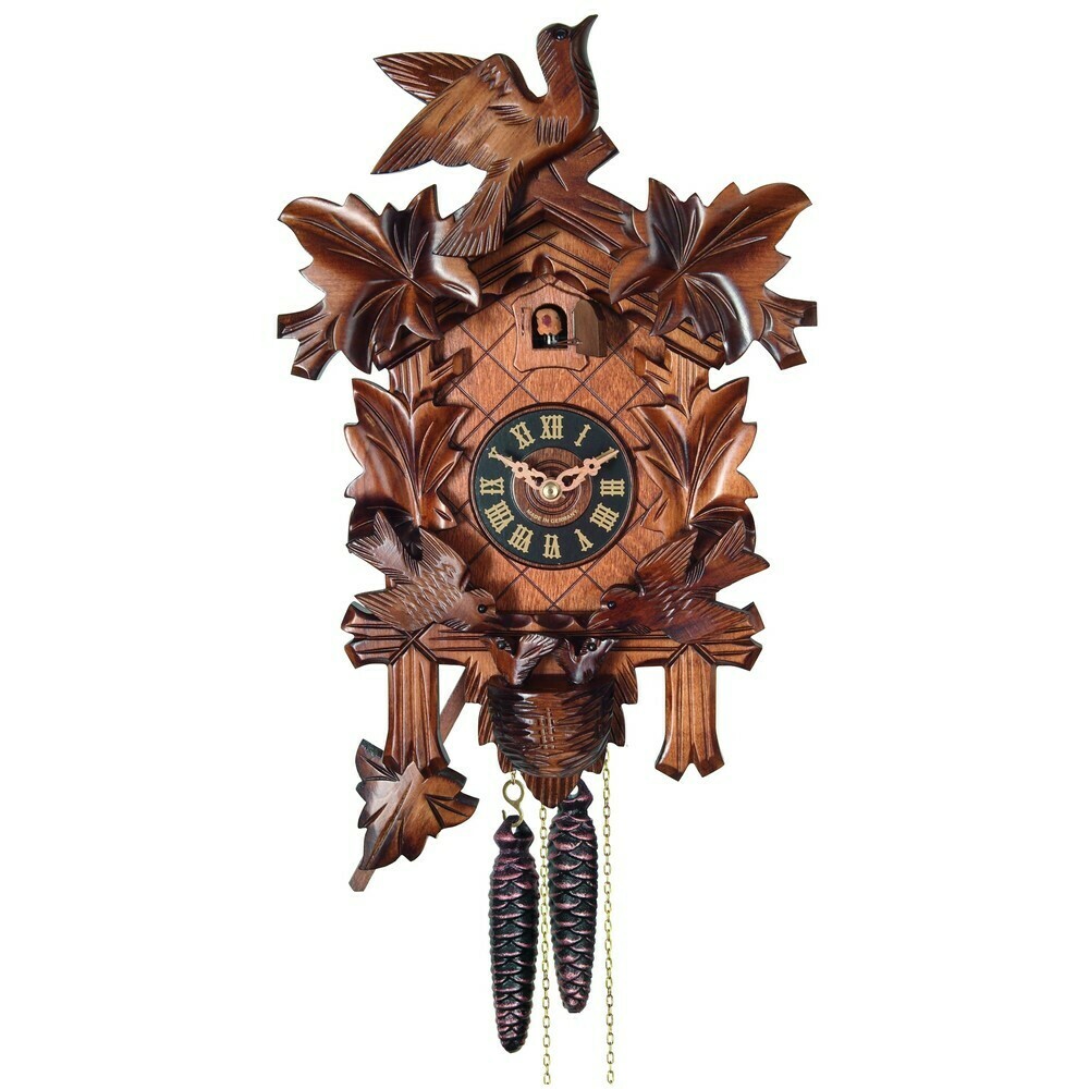 Horloge coucou m&eacute;canique traditionnel 8 jours oiseau anim&eacute;s zoom