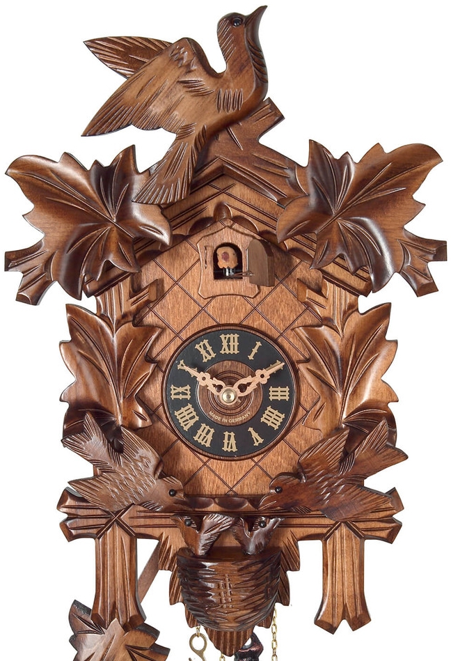 Horloge coucou 1 jour th&egrave;me oiseaux gros plan