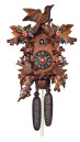 Horloge coucou m&eacute;canique 6 feuilles peintes oiseaux anim&eacute;s 33 cm