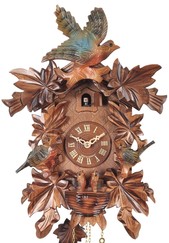 horloge coucou mécanique traditionnel 1 jour envol oiseaux colorés 43 cm