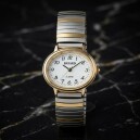 Montre &agrave; quartz dor&eacute;e argent&eacute;e en m&eacute;tal bracelet extensible Bayard_details