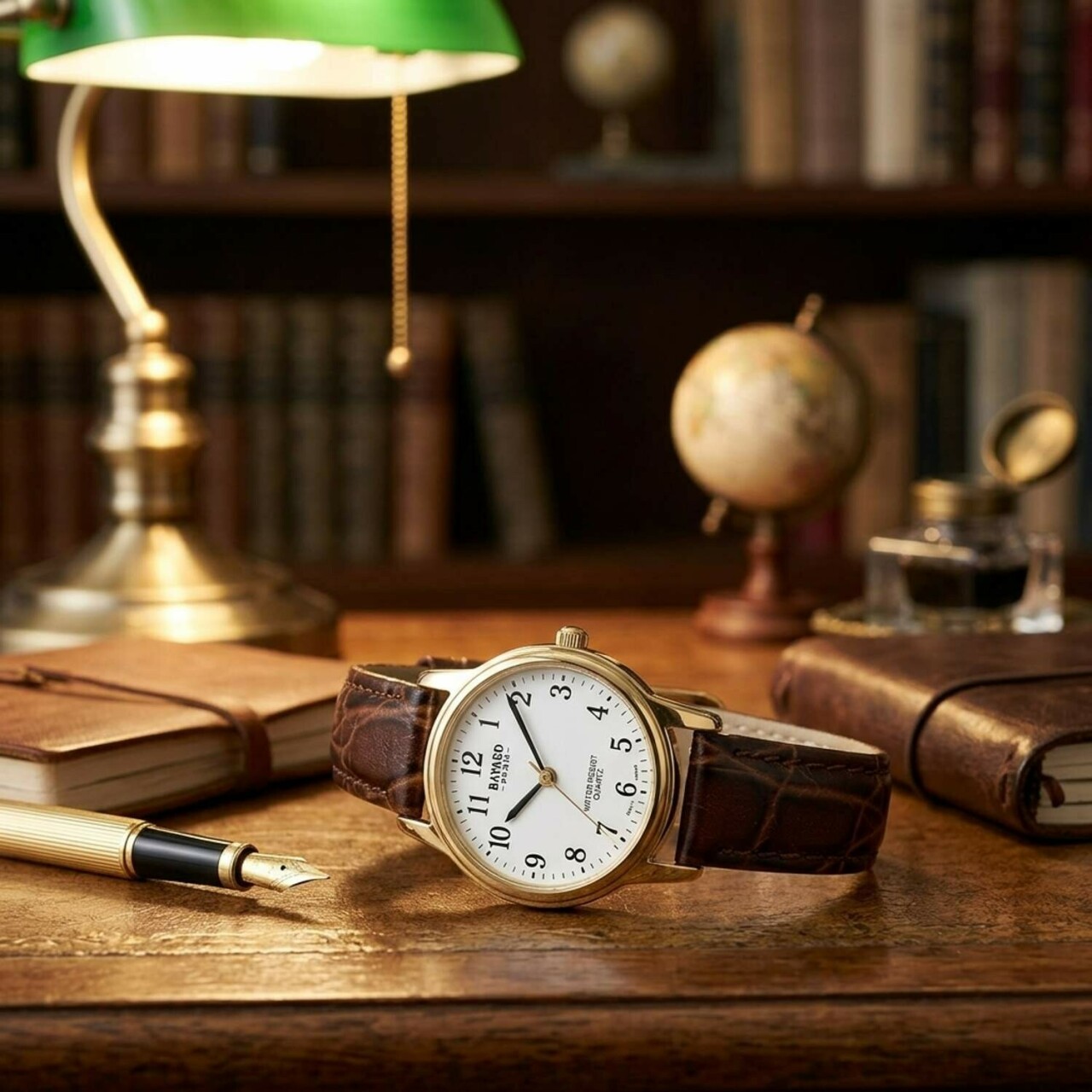 Montre ronde dor&eacute;e pour dame bracelet marron cadran blanc Bayard_lifestyle