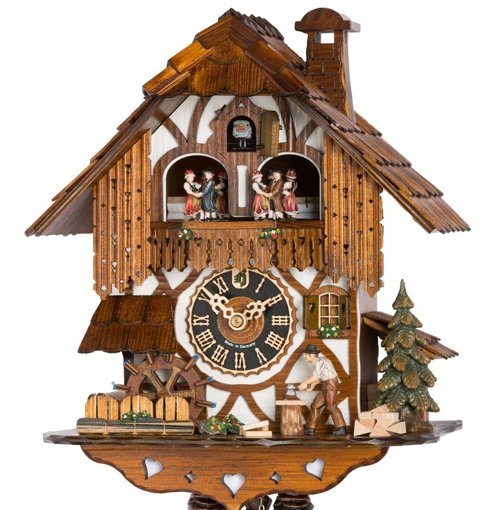 Horloge coucou musical 1 jour tyroliens danseurs gros plan
