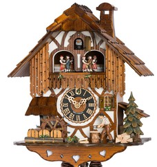 Horloge coucou musical 1 jour tyroliens danseurs gros plan