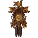 Horloge coucou m&eacute;canique 1 jour th&egrave;me chasse oiseaux et nid 40 cm