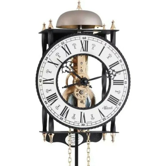 Horloge murale squelette Hermle structure cage avec cloche