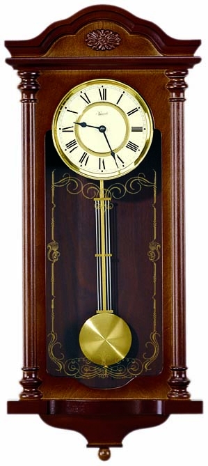 Pendule Carillon &agrave; quartz en bois de ch&ecirc;ne marquet&eacute;